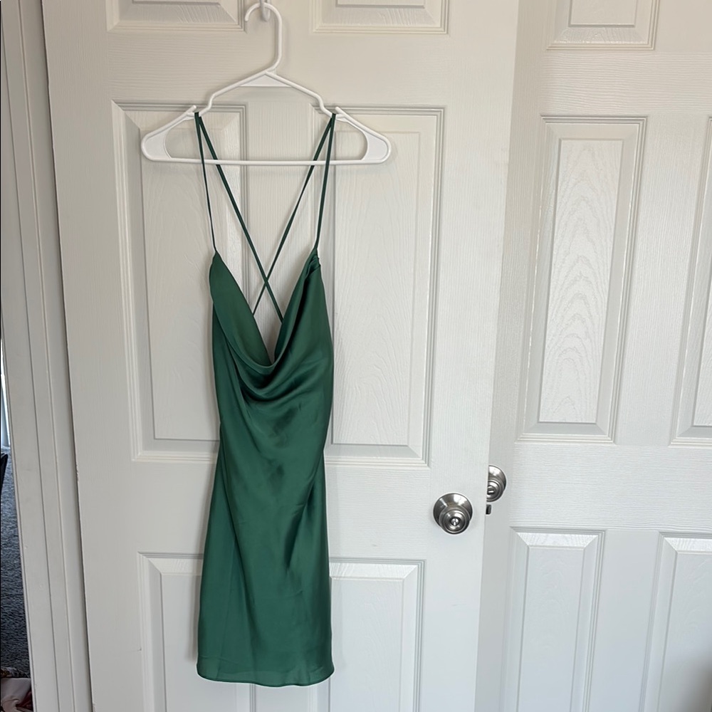 Lovers + Friends Green Slip Dress Cowl Neck Sleeveless